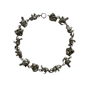 Vintage Sterling Silver Animal Charm Bracelet | 925